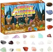 24pcs Healing Crystal Advent Calendar Box Ore Minerals Rocks Christmas Countdown Calendar Creative Early Education Toys Fun Gem Toy Surprises Xmas Gifts for Kids Adults