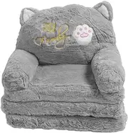 Kids Sofa for Baby Toddler, Cartoon Cat Convertible Armrest Chair Fold Out Couch Bed for Napping Playing Sleeping (3 Layers)