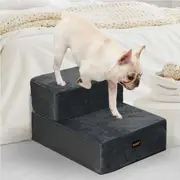 Pawz Pet Ramp For Bed Dog Stairs Memory Foam Removable Washable Cover Dark Grey