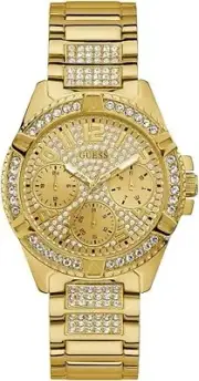Guess Gold-Tone Stainless Steel Crystal Encrusted Dial U1156L2