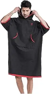 Outdoors Changing Robe, Surf Beach Wetsuit Diving, Cloak Quick-Drying Cloak Changing Towel Bath Robe Poncho with Hood, One Size Fit All. (Color : Black, Size : One Size)