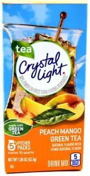 8 10-Quart Boxes Crystal Light Peach Mango Green Tea Drink Mix