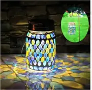 Mosaic Solar Lanterns Outdoor Hanging Lights, Solar Table Lamps and Cool Blue Color Mosaic Glass Lights, Outdoor Waterproof Solar Night Lights, Garden, Patio, Pathway and Yard Decor