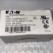 Eaton D3PR21T1, DPDT OCTAL RELAY W/LED, 24 VDC, New