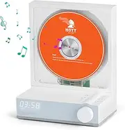 Bluetooth 5.3 Desktop CD Player With Colorful Lights, Speakers, TF Card Support, Transcription, Timer, LED Screen - Portable for Home (White)