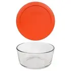 Pyrex 7201 4-Cup Glass Food Storage Bowl w/ 7201-PC Pumpkin Orange Lid Cover
