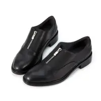 在飛比找蝦皮商城優惠-HERLS牛津鞋 全真皮拉鍊造型低跟牛津鞋 黑色