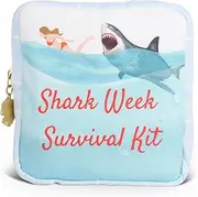 Primo Lines Sanitary Pad Storage Bag, 1 Pack Period Bag Napkin Pouch for Feminine Product Organizer, Shark Week Kit Tampon Holder Purse for Teen Girls & Women