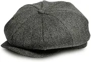 [ayamaya] Newsboy Flat Caps Men, Shelby Baker Boy Hats for Men Grey Tweed Vintage Adjustable Peaky 8 Piece Mens Gatsby Beret Hat