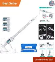Digital Caliper - 12 Inch, Stainless Steel, IP54 Splash Proof, Large LCD Screen