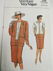 Cardigan Jacket 14 16 18 VOGUE 9349 Sewing Pattern Very Easy UC VTG 80s Pockets
