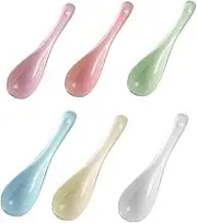 Tablespoons Set of 6 Beautiful Ceramic Spoons, Short Handle Spoon Spoon, Dining Spoon Dessert 6 Colors, 14 Cm Long and 5.5 Inches Long Serving Spoon (Color : A)