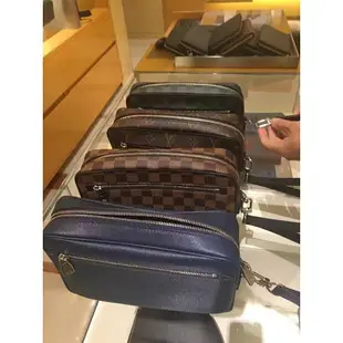 LV 男用手拿包 Kasai 手拿包 M42838 Monogram Macassar 帆布 有現貨