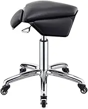 Saddle Stool,Ergonomic Swivel Salon Cutting Stool,Trapezoidal Saddle Chair with Wheels,360° Rotation for Home Bathroom Office Salon Shop