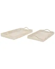 Peyton Lane Set of 2 Bohemian Rectangle Rattan Tray