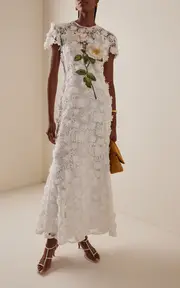 [Leo Lin] Monique Floral-Embroidered Lace Maxi Dress