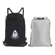 GymSak - 2-in-1 Drawstring Gym Bag with Removable Waterproof Bag | Black & Grey