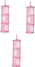 3pcs Three Layer Hanging Basket Hanging Drying Net Collapse Laundry Hanging Mesh Space Saver Bags Foldable Hanging Basket Stuffed Animal Home Organizer Crane Cylindrical Polyester