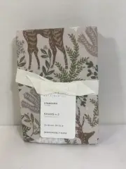 Set Of 2 POTTERY BARN WINTER SOLSTICE PERCALE SHAMS Standard GREEN/BROWN NWT