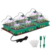 Seed Starter Tray with Grow Light & Heat Mat- 6 Pack 72 Cell Durable 72 Cells