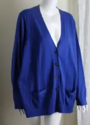 NWT Lands End Sz 3X GORGEOUS Soft French Democracy Blue Acrylic Cardigan Sweater