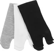 [Luxshiny] 3 Pairs Elastic Cotton Tabi Toe Socks Flip-flop Socks Novelty Toe Socks for Men Women (Black White Grey)