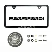 Fit New Jaguar Laser Etching Stainless Steel Black Slim License Frame w/Cap
