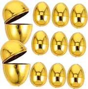 Gatuida 12pcs Easter Egg Basket Filler Fillable Eggs Colorful Artificial Eggs 12 Count Shaped Fillable Speckled Pretend Eggs Refillable Egg Decorative Hunt Golden Plastic