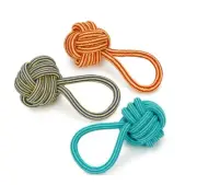 Dog Toy Monkey Fist Rope Ball With Handle Tug For Strong Chewers Assorted Colors
