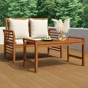 Garden Bench Sofa Bench with Cream White Cushions Solid Wood Acacia