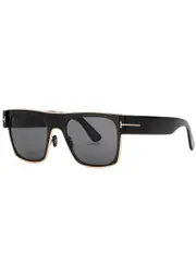 Tom Ford Edwin Square-frame Sunglasses, Sunglasses, Black, Square-frame, Metal Frame Trim, 100% UV Protection, Designer-engraved Lenses ONE SIZE