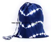 Tie Dye Shibori Indigo Blue Cotton Laundry Bag Keeper Storage Bag Jumbo Large