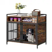 VEVOR Furniture Style Dog Crate with Storage, 41 inch Dog Crate Furniture Large Breed with Double Doors, Wooden Dog Cage for Large/Medium Dog Indoor,