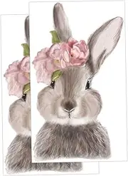 Kisangel 2 Sheets Self Adhesive Wall Stickers Cute Cartoon Rabbit Decals for Living Decoration Easy to Apply Remove Fun Wall Art for Home Decor