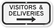 New Warning Plaque Wall Decor Visitors & Deliveries with Right ArrowEngineer Grade Reflective Metal Tin Signs Yard Sign Office Sign Outdoor & Indoor Safety Sign 8 X 12 Inch