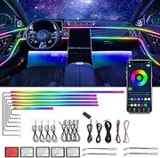 Dreamcolor Acrylic Interior Car Ambient Light Kit, Bphuny 18 in 1 593 LEDs Fiber Optic Multiple Modes Decoration Atmosphere Lights with Music Dynamic Rainbow Rhythm, RGB Neon Lights for All Cars