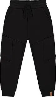[Deux par Deux] French Terry Sweatpants with Side Pockets Black Boy Toddler & Kids