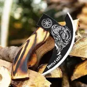 Handmade Viking Pizza Cutter with Rosewood Handle Super Sharp Carbon Steel Axe