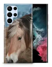 CASE COVER FOR SAMSUNG GALAXY|HORSE ON FIELDS CLOUDY DAY