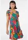Dangerfield Dress Womens Size 10 Colourful Patchwork Print Viscose Quirky Unique