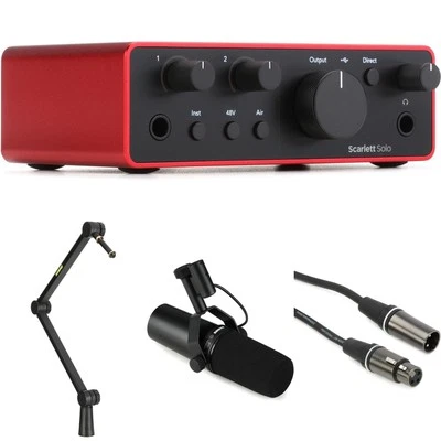 Focusrite Scarlett Solo 4th Gen USB Audio Interface and Shure SM7dB Microphone