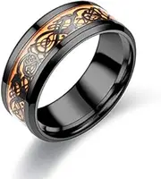 Emsione Stainless Steel Glow in The Dark Luminous Dragon Ring Wedding Band Eternity Promise Ring for Women Men