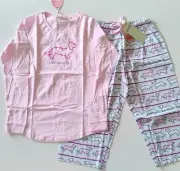 PETER ALEXANDER Women's Pink Long Sleeve PJs Pyjamas 3/4 Pant Set BNWT Dachshund