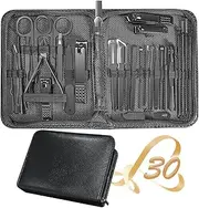 Manicure Set Professional, 30 in 1 Manicure Kit Nail Clipper Pedicure Tools, Stainless Steel Nail Clippers and Beauty Tool Portable Set, with Luxurious Travel Case (Black)