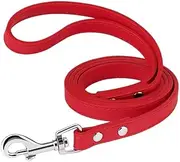 Leather Dog Leash Soft S M Leather Dog Leash Pet Walking Training Leads Durable for Small Medium Dogs(Red,M)