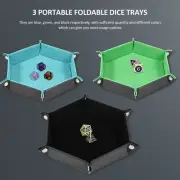 3Pcs Dice Tray Foldable Dice Rolling Holder Portable Hexagon Tray·~