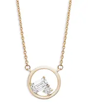 Bloomingdale's Fine Collection Emerald Cut and Round Diamond Necklace in 14K Yellow Gold, 0.20 tcw