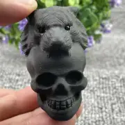 1pc Natural obsidian quartz tiger+skull hand carved crystal healing 2"+