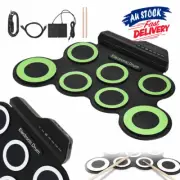 7 Silicone Pad Electronic Drum Kit Hand Roll Set Portable Compact Size Roll Up