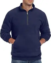 [QIXING] Men's Long-Sleeved 1/4 Quarter Zip Fleece Pullover